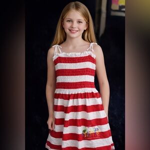 🌴 St. Kitts Summer Girl Sundress | Red & White Smocked Cotton | Vacation Core 🌴